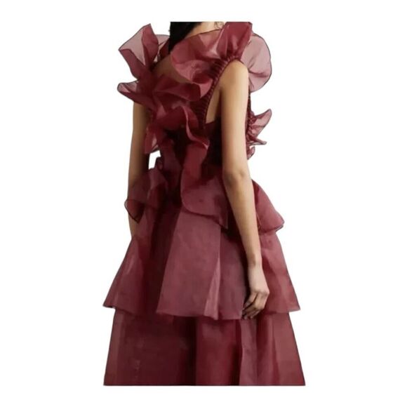 Aje Deep Red Ruffled Prom Dress - Picture 4 of 13